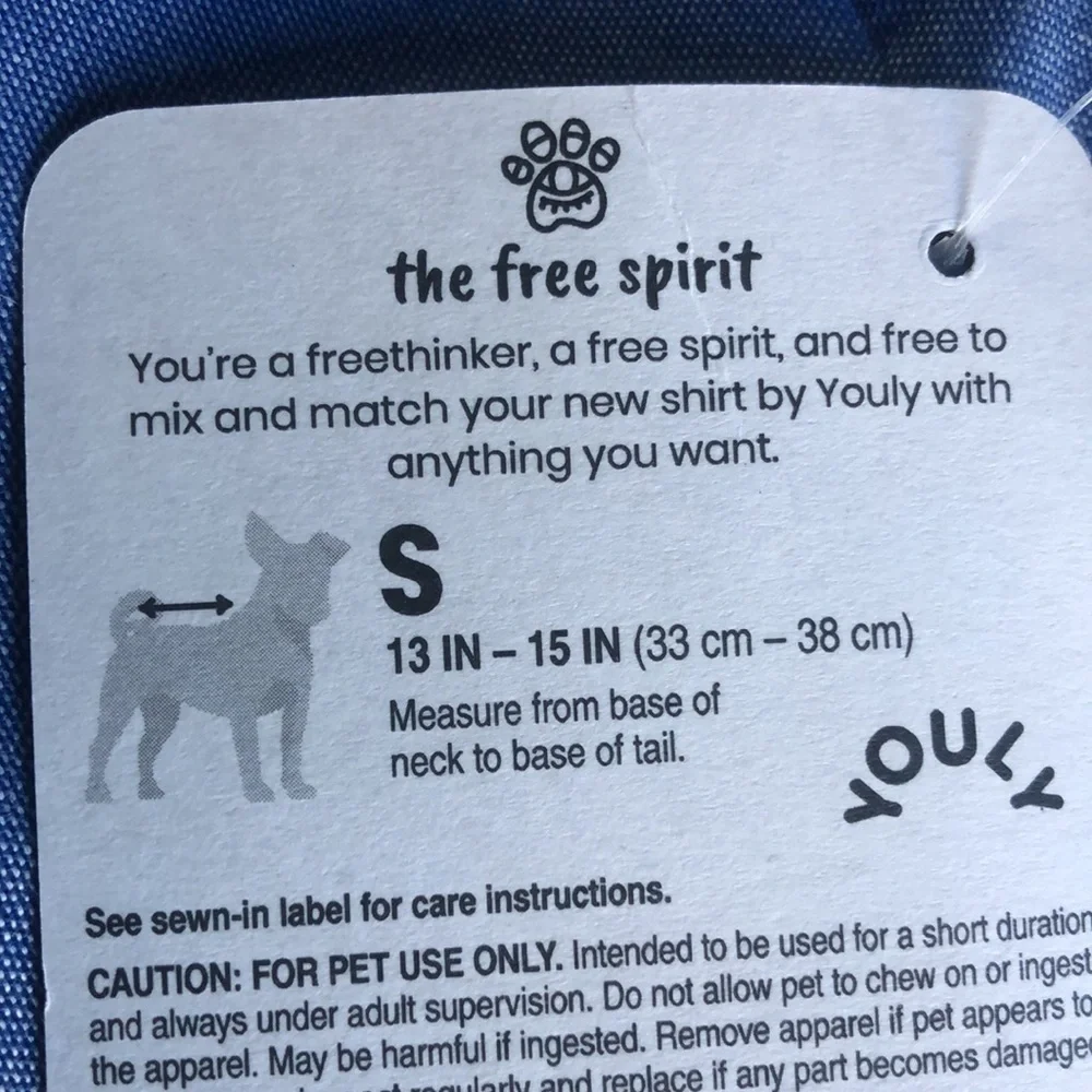 NWT Youly Free Spirit Dog Shirt S